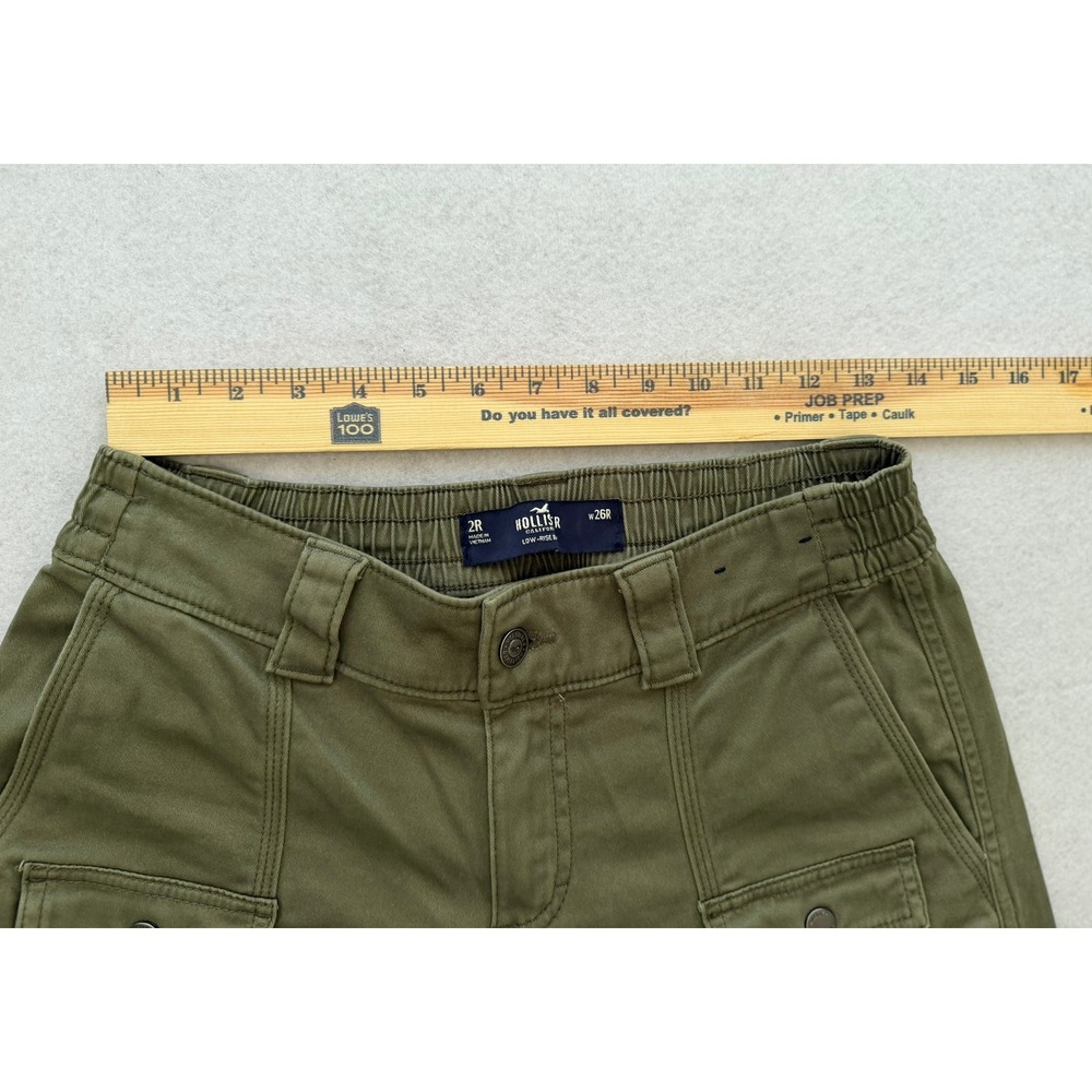 Hollister Low Rise Baggy Cargo Pants Olive Green Utility 2R W26 Streetwear NEW - Picture 4 of 11